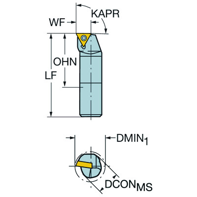 Sandvik Coromant F12Q-STFCL 09-RCoroTurn 107 gedempte hardmetalen kotterbaar voor draaien