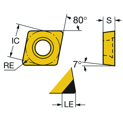 Sandvik Coromant CCMW09T304FP CD10CoroTurn 107, wisselplaat voor draaien