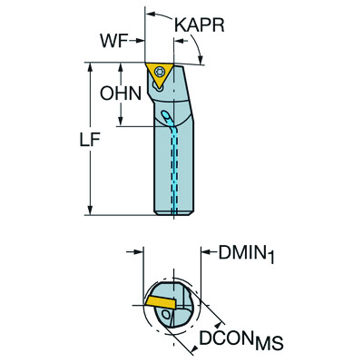 Sandvik Coromant E08K-STFCL 06-R CoroTurn 107, volhardmetalen kotterbaar voor draaien