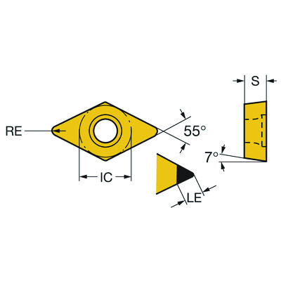 Sandvik Coromant DCMW11T304S01020E CB20 CoroTurn 107, wisselplaat voor draaien