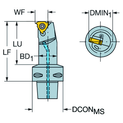 Sandvik Coromant C4-R166.0KF-12060-11 T-Max U-Lock, snij-unit voor draadsnijden