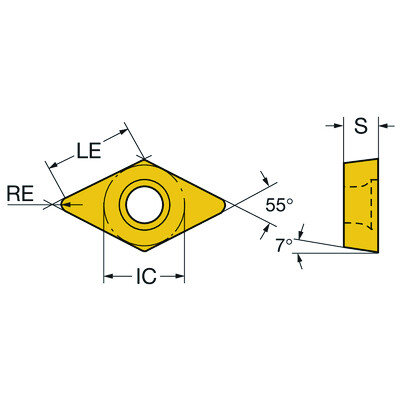 Sandvik Coromant DCMT 07 02 02-KF H13A CoroTurn 107, wisselplaat voor draaien