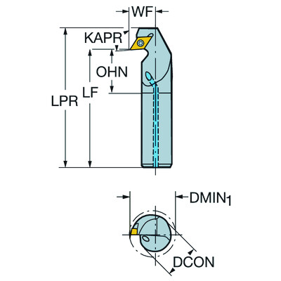 Sandvik Coromant E16R-SDUPL 07-ERX CoroTurn 111, volhardmetalen kotterbaar voor trekkend kotteren