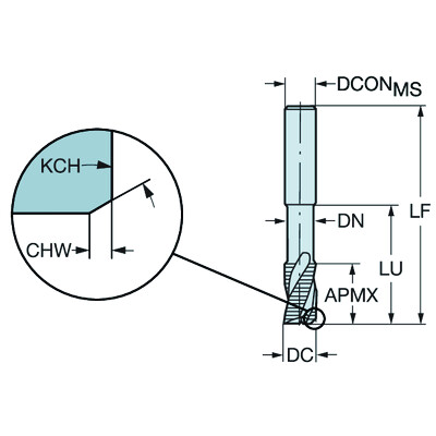 Sandvik Coromant R216.33-10040-AJ14U H10F CoroMill Plura, volhardmetalen vingerfrees voor voorbewerken met spaanbreker