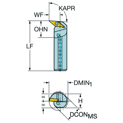 Sandvik Coromant A10R-SVUCR 2-E CoroTurn 107, boorbaar voor draaien