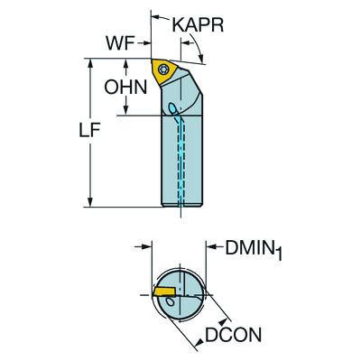 Sandvik Coromant E08K-SWLPR 02-R CoroTurn 111, volhardmetalen kotterbaar voor draaien