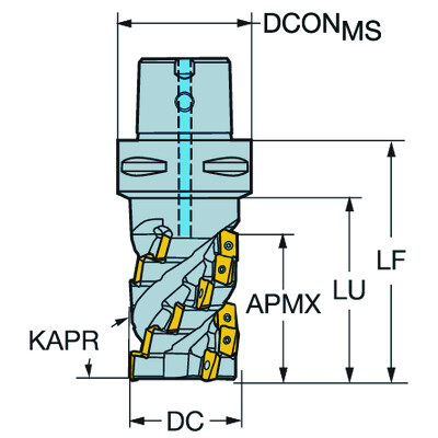 Sandvik Coromant RA390-051C5-63M CoroMill 390, langesnijkantfrees voor hoekfrezen