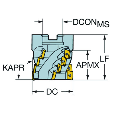 Sandvik Coromant R390-054Q22-57L CoroMill 390, langesnijkantfrees voor hoekfrezen