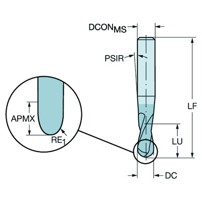 Sandvik Coromant R216.42-06030-AP06G 1610CoroMill Plura, volhardmetalen radiusfrees voor profielfrezen