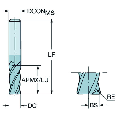 Sandvik Coromant R216.T4-12030CAS16N 1620CoroMill Plura, volhardmetalen vingerfrees voor draaifrezen