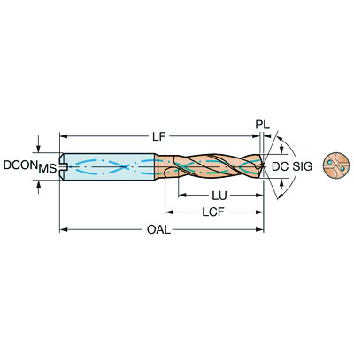 Sandvik Coromant R840-0980-70-A1A 1220CoroDrill Delta-C, volhardmetalen boor