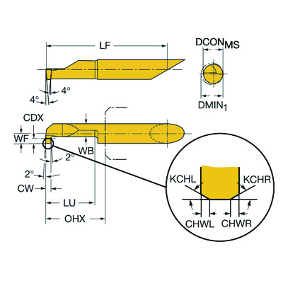 Sandvik Coromant CXS-07G078-7215L 1025CoroTurn XS, volhardmetalen gereedschap voor groefsteken
