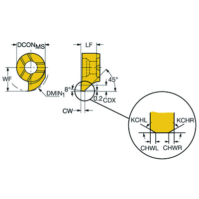 Sandvik Coromant MB-07GX100-00-10R 1025CoroCut MB, volhardmetalen kop voor voor-afsteken