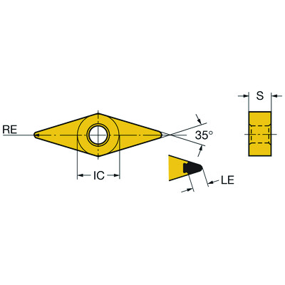 Sandvik Coromant VNGA160404S01030A 7015T-Max P, wisselplaat voor draaien