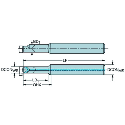 Sandvik Coromant MB-A0625-08-09Adapter met cilindrische schacht met platte koppeling naar CoroCut MB