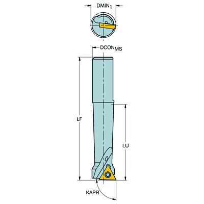Sandvik Coromant R429U-A16-14049 TC09AKotterbaar met wisselplaat voor fijnkotterkoppen