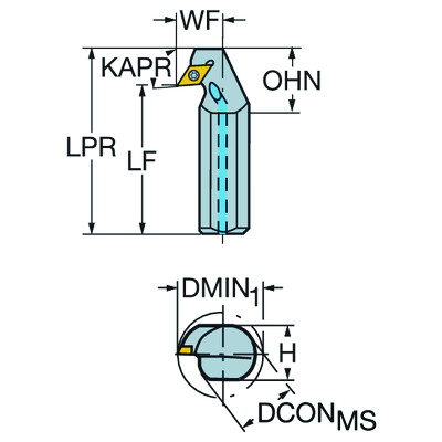 Sandvik Coromant A16R-SDUCL 07-EXCoroTurn 107, kotterbaar voor trekkend kotteren