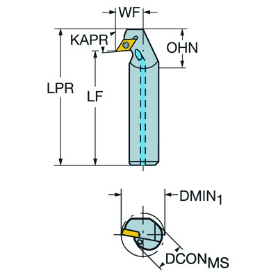 Sandvik Coromant A20S-SDUCR 07-ERXCoroTurn 107, kotterbaar voor trekkend kotteren