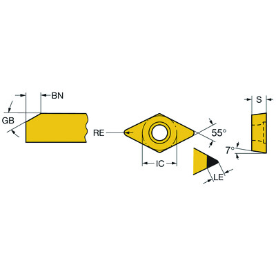 Sandvik Coromant DCGW11T308S01020F 7025CoroTurn 107, wisselplaat voor draaien