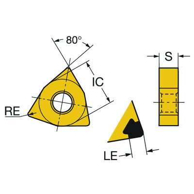 Sandvik Coromant WNGA080404S01030A 7025T-Max P, wisselplaat voor draaien