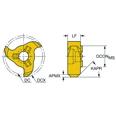 Sandvik Coromant 327R06-12 12045-CH 1025CoroMill 327, volhardmetalen kop voor aanschuinen
