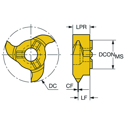 Sandvik Coromant 327R06-12 100VM-TH 1025CoroMill 327, volhardmetalen kop voor draadfrezen