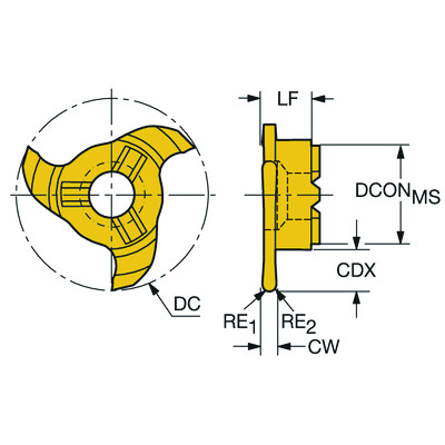 Sandvik Coromant 327R12-22 10005-RM 1025CoroMill 327, volhardmetalen kop voor groefsteken
