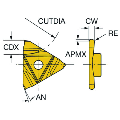 Sandvik Coromant N123T3-0100-RS 1125CoroCut 3, wisselplaat voor profieldraaien