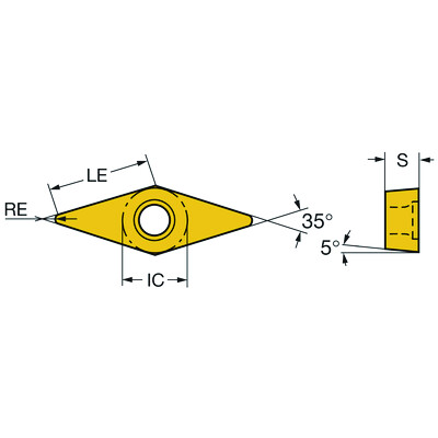 Sandvik Coromant VBMT 16 04 02-MF 1115CoroTurn 107, wisselplaat voor draaien