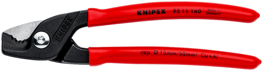 KNIPEX 95 11 160 Kabelschaar ..f bekleed gebruineerd 160 mm