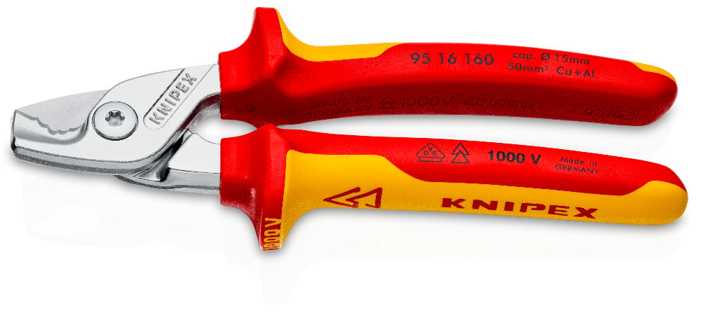 KNIPEX 95 16 160 Kabelschaar ..en, VDE-getest verchroomd 16