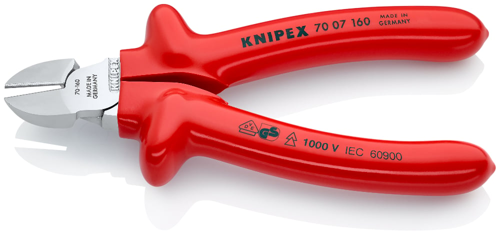 KNIPEX 70 07 160 Zijsnijtang ..VDE-getest verchroomd 160 mm