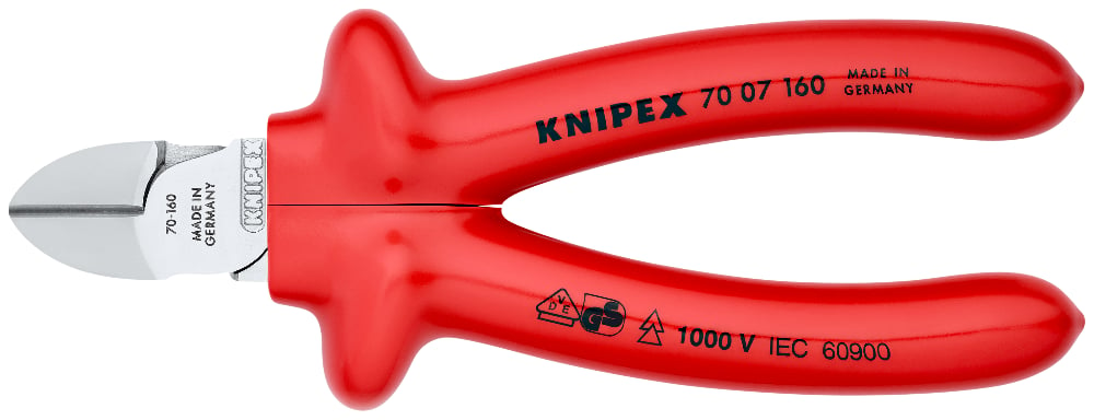 KNIPEX 70 07 160 Zijsnijtang ..VDE-getest verchroomd 160 mm