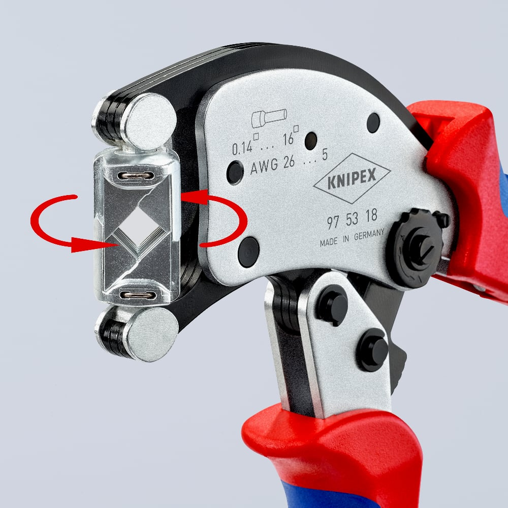 KNIPEX 97 53 18 Krimptang ..n met draaibare krimpkop met