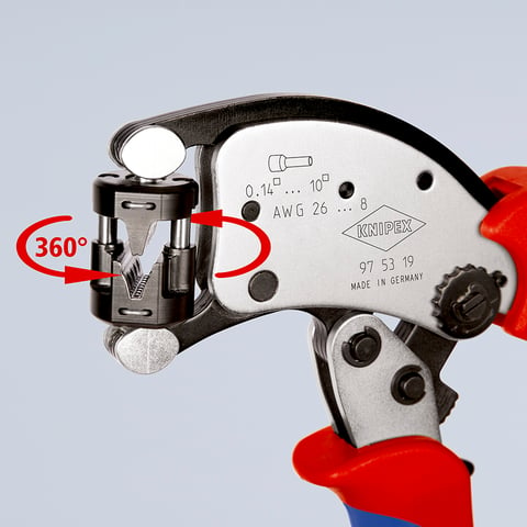 KNIPEX 97 53 19 Krimptang ..n met draaibare krimpkop met