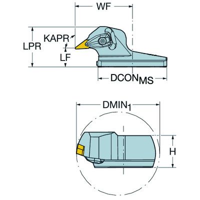 Sandvik Coromant 570-DVUNR-80-16XT-Max P, kop voor trekkend kotteren