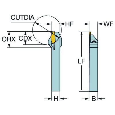 Sandvik Coromant RF123E043-10B-SCoroCut 1-2, schachtgereedschap voor afsteken en groefsteken