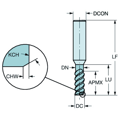 Sandvik Coromant RA216.33-0845-CK04P 1640CoroMill Plura, volhardmetalen hoekfrees
