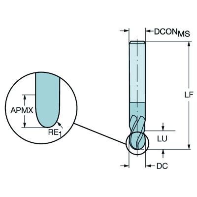Sandvik Coromant R216.42-10030-AC15G 1700CoroMill Plura, volhardmetalen radiusfrees voor profielfrezen