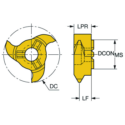 Sandvik Coromant 327R09-18 11WH-TH 1025CoroMill 327, volhardmetalen kop voor draadfrezen