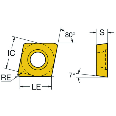 Sandvik Coromant CCGX 09 T3 04-AL 1105CoroTurn 107, wisselplaat voor draaien