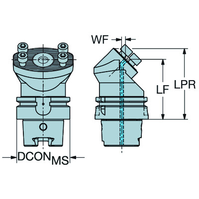 Sandvik Coromant 392.T63SL70RX-045HSK naar CoroTurn SL70 adapter