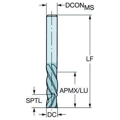 Sandvik Coromant 2P460-1270-NA 1630CoroMill Plura, volhardmetalen vingerfrees voor afkanten