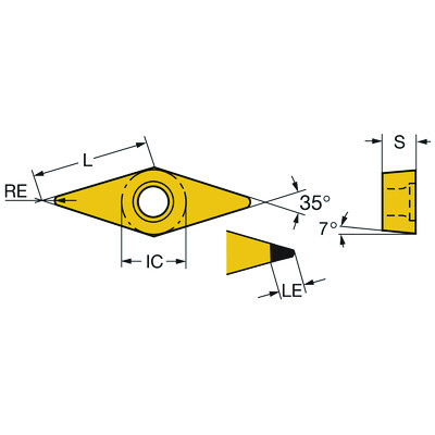 Sandvik Coromant VCMW160408FP CD05CoroTurn 107, wisselplaat voor draaien