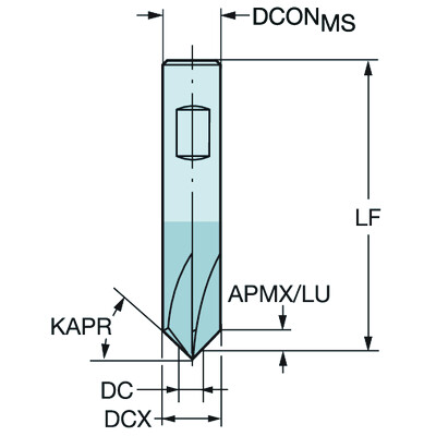 Sandvik Coromant 1C050-0150-045-XB 1620CoroMill Dura, volhardmetalen vingerfrees voor aanschuinfrezen