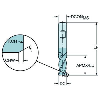 Sandvik Coromant 1P240-1400-XB 1630CoroMill Plura, volhardmetalen vingerfrees voor zwaar voorbewerken