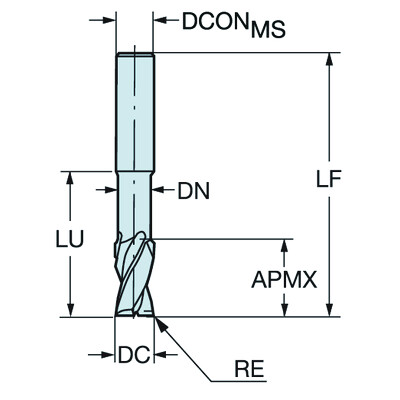 Sandvik Coromant 2P122-0500-NC H10FCoroMill Plura, volhardmetalen vingerfrees voor grote spaanverwijdering