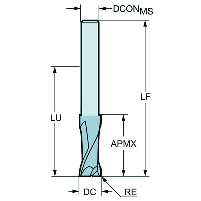 Sandvik Coromant 2P123-2000-NG H10FCoroMill Plura, volhardmetalen vingerfrees voor grote spaanverwijdering