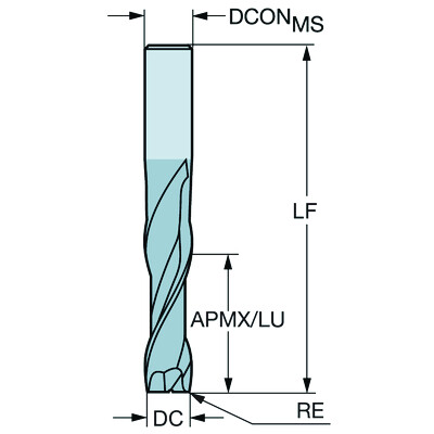 Sandvik Coromant 2P170-0700-NA H10FCoroMill Plura, volhardmetalen vingerfrees voor grote spaanverwijdering