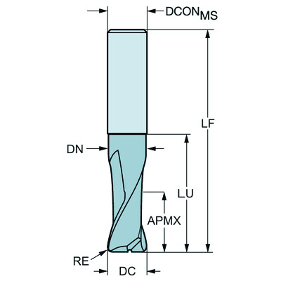 Sandvik Coromant 2S220-0300-020-NC H10FCoroMill Plura, volhardmetalen vingerfrees voor grote spaanverwijdering